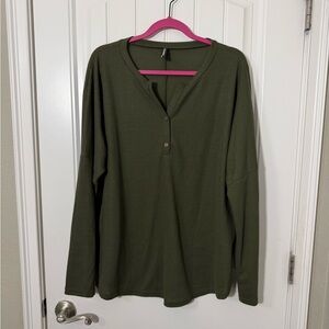 Olive Green Women's Henley Top 22